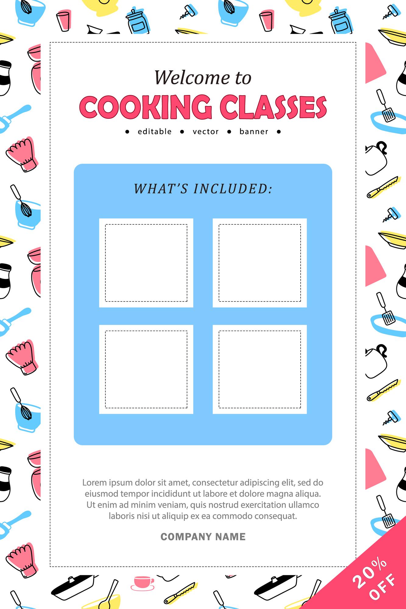 Tabla de precios de cursos de cocina